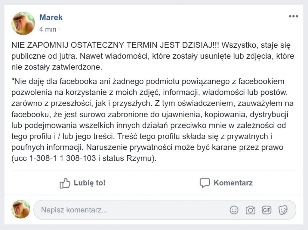 łańcuszek facebook